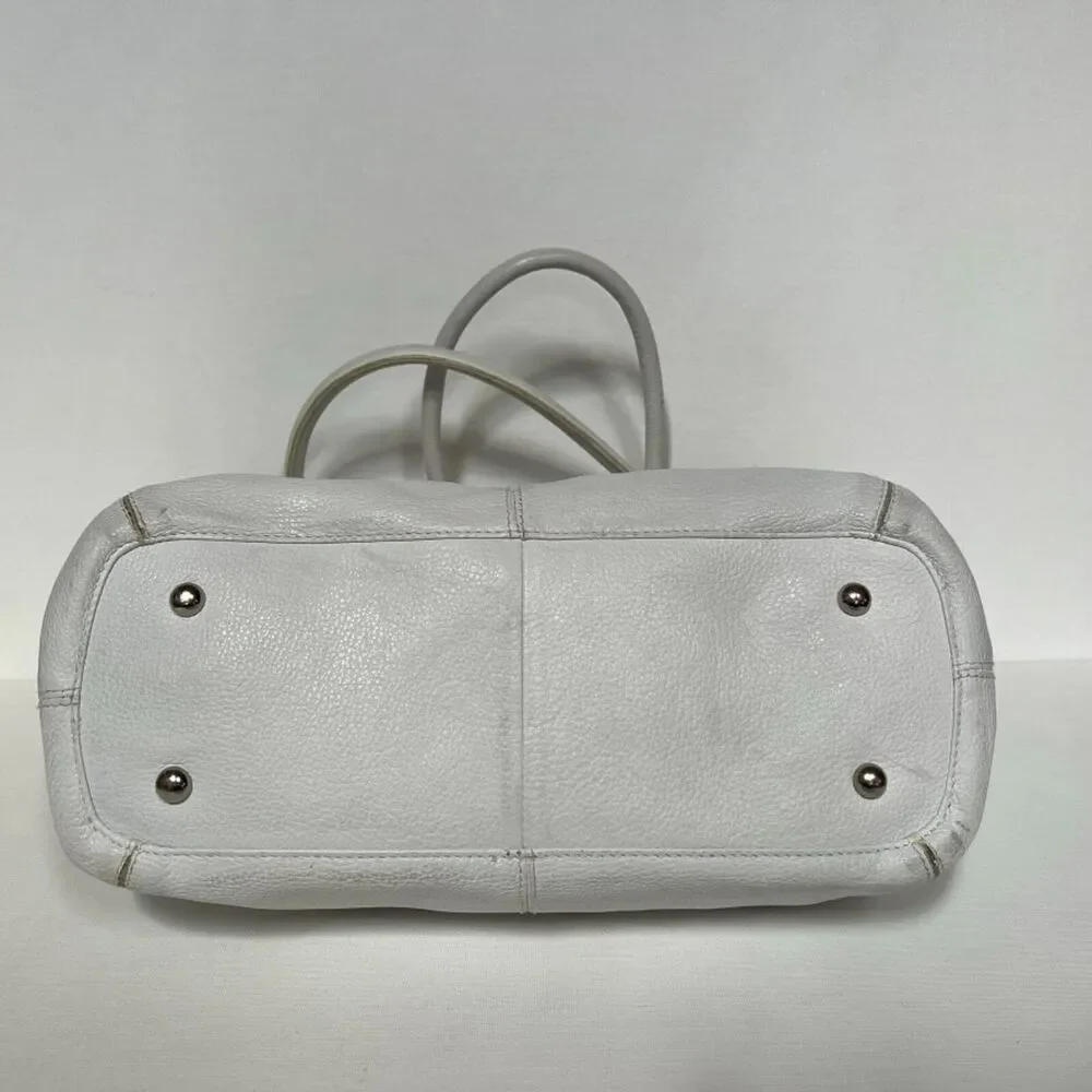 Tignanello Perfect 10 French Tote/Shoulder Bag White Pebbled Leather